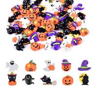 PEUTIER 60pcs Halloween Resin Charms - 10 Styles Mini Flatback Slime Charms for Kids Decor Craft Embellishments Ornaments for Scrapbook Phone Cases Hair Clips DIY