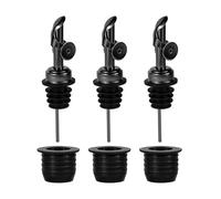 PEUTIER 6pcs Liquor Pour Spout & Adapters, Stainless Steel & Rubber Bottle Pourers for Alcohol, Olive Oil, Wine & More, Black, Cylindrical, Pourer, Bottle Stopper