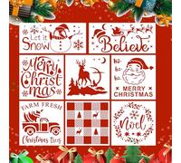 PEUTIER 8pcs Christmas Stencils, 2 Sizes Rectangle Stencils for Painting on Wood, Reusable Christmas Painting Template for Craft, Fabric, Wall Cards, Scrapbook (Style B)