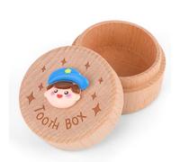 PEUTIER Baby Tooth Fairy Box, 3D Carved Wooden Keepsake Storage Bag Box for Lost Teeth for Boys & Girls Kids Dental Care Souvenir Gifts Birthday Christmas Baby Shower (Baseball Cap Boy)