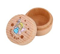 PEUTIER Baby Tooth Fairy Box, 3D Carved Wooden Keepsake Storage Holder Container Savers for Lost Teeth for Boys & Girls Kids Dental Souvenir Birthday Baby Shower (Tooth Fairy Style)