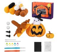 PEUTIER Beginners Crochet Kit for Adults, Halloween Crochet Kit DIY Crochet Pumpkin Kit with Teaching Video for Adults and Kids Art & Craft Supplies