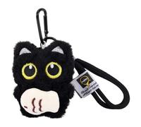 PEUTIER Cat Mobile Phone Pendant, Cute Big Eyes Black Cat Holding A Fish Charm Fluffy Phone Charm Aesthetic Kitty Plush Keychain for Backpack Keyring Backpack Purse Camera Decoration, black, Medium