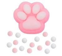 PEUTIER Cat Paw Squeeze Squishy Toys, Plastic Taba Soft Cat Paw with 10 Mini Balls Novelty Kawaii Jelly Cute Kitty Paw Soft Stress Relaxing Animals Fidget Toys for Kids Teenagers Adults (Pink)