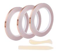 PEUTIER Copper Foil Tape Kit for Stained Glass Crafts, 197ft 3 Rolls Adhesive Conductive Tape with 2pcs Tools Supplies for EMI Shielding Electrical Repair Paper Circuits Guitar Muffling