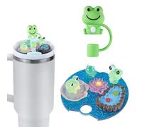 PEUTIER Cup Lid, Compatible with Stanley 9.2 cm Cup Lids and Cup Caps Lid Accessory Pendant Cute Frog Cup Decoration for 40 oz Bottles (Lotus Colours at Random)