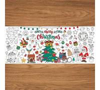 PEUTIER Large Coloring Poster, 30x72inch Waterproof Xmas Giant Coloring Poster Tablecloth Christmas Crafts Jumbo Giant Coloring Table Cloth for Christmas Decorations Toys Party Classroom