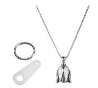 PEUTIER Motorcycle Bell, Titanium Steel Gremlin Bell Angel Guardian Bell Hanger with 3D Pattern Key Chain for Men Women Gift Luck