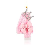 PEUTIER Pink Bowknot Candle Pink Birthday Number Candle for Cake Decoration (Number 4)