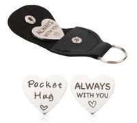 PEUTIER Pocket Hug Token & Leather Quarter Keychain Holder, Little Pocket Hug for Girlfriend Boyfriend Long Distance Gifts Keychain Pocket Hug Coin for Friends Women Men Gifts Friendship