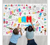 PEUTIER Positive Affirmations Coloring Banner, 31.5x43.3in Giant Coloring Poster Large Coloring Paper Tablecloth for Kids Confidence Builder Classroom Activity Birthday Celeration Supplies