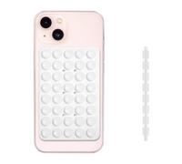 PEUTIER Silicone Double Sided Suction Phone Holder, Detachable Suction Cup Phone Mount Hand-Free Suction Cell Phone Case Multi-Purpose Sticky Grip for Mobile Devices Mirror Glass (White)