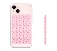 PEUTIER Silicone Double Sided Suction Phone Holder, Detachable Suction Cup Phone Mount Hand-Free Suction Cell Phone Case Multi-Purpose Sticky Grip for Mobile Devices Mirror Glass (Pink)