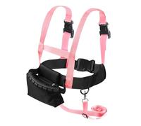 PEUTIER Ski and Snowboard Training Harness for Kids, Ski Harness with Removable Leash and Storage Bag, Speed Control Teaching Harness Vest Ski Accessories for Kid Boy Girl Beginners (Pink)