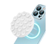 PEUTIER Suction Cup Phone Mount, Magnetic Suction Phone Holder Silicone Suction Cup Phone Holder with Iron Patch Hands-Free Sticky Suction Phone Case Ideal for Selfies And Videos Creators (White)