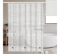 PEVA Shower Curtain 180x180cm,Heavy Duty Plastic 3D Crushed Stone Weighted Shower Curtains Mould Proof Resistant Waterproof Bath Curtains with 12 Hooks for Wet Room,Bathroom,Shower Stall,Bath Tub