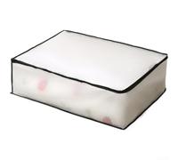 Peva Translucent Storage Bag For Clothes And Quilts With Dustproof Moistureproof Protection And Smooth Zipper Closure For Under Bed Or Closet Organization Black Trim(D)