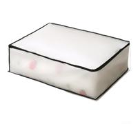 Peva Translucent Storage Bags For Clothes Quilts, Dustproof Moistureproof Organizer With Zipper, Foldable Under Bed Container For Blankets, Black Trim(E)