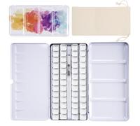 PEVART Empty Watercolour Paint Palette Case, Metal Water Colour Tin Box Palette with 52 Empty Half Pans and Fold-Out Mixing Painting Tray-Portable Travel Watercolor Palette (Colorful, Large)
