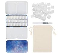 PEVART Watercolour Tin Palette, Metal Empty Paint Case with 50 PCS Empty Half Pans and a Water Colour Pen Suitable for DIY Travel Watercolor Palette (Purple, Small)