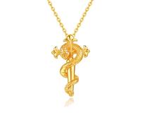 PEVASFZU Creative Cross Spirit Snake Scepter Women's Necklace Birthday Gift for Friends, Mom, Girlfriend