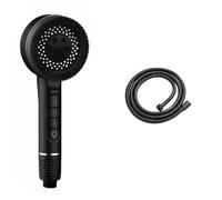 PEVAVFZMMY 4 Modes Self-cleaning Shower Head Set with Silicone Brush One-Key Stop Water Massage High Pressure ABS Showerhead with Filter Shower head(Black and hose)