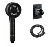 PEVAVFZMMY 4 Modes Self-cleaning Shower Head Set with Silicone Brush One-Key Stop Water Massage High Pressure ABS Showerhead with Filter Shower head(Black shower set)
