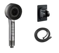PEVAVFZMMY 4 Modes Self-cleaning Shower Head Set with Silicone Brush One-Key Stop Water Massage High Pressure ABS Showerhead with Filter Shower head(Grey shower set)