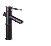 PEVAVFZMMY Basin Faucets Black Bronze Waterfall Faucet Bamboo High Arch Bathroom Sink Taps Single Lever Hot and Cold Water Mixer Taps faucet(ZJC02-B)