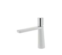PEVAVFZMMY Solid Brass Bathroom Sink Faucet Hot and Cold Single Tall&short High Lavatory Vanity Basin Mixer Tap Modern Vessel Sink faucet(White silver A)