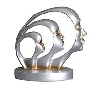 Pevfeciy Contemplative Woman Face Art Abstract Sculpture Figurine Art Deco Statue Modern For House Living Room Bedroom Gift,Silver