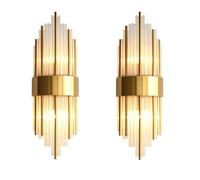 Pevfeciy Gold LED Wall Lights Crystal Wall Sconce Lights for Living Room, Large Wall Lamp 60cm/23.6", Warm/Natural/White Light, 3 Brightness Levels, E14 Bulb