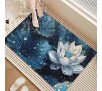 Pevfeciy Loofah Shower Mat 80X150 cm Lotus motif Non Slip Bath Mats Super Comfy Soft Mat Quick Dry Large Cuttable for Bathroom