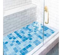 Pevfeciy Shower mat Non Slip with Drain 100X100 CM Modern Non Slip Bath Mat, Soft PVC Loofah Shower Bath Mat for Tub, Quick Drying Shower Mat for Bathroom