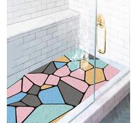 Pevfeciy Shower mat Non Slip with Drain 70X100 CM Modern Non Slip Bath Mat, Soft PVC Loofah Shower Bath Mat for Tub, Quick Drying Shower Mat for Bathroom