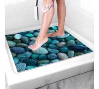 Pevfeciy Shower Tray Mat 90X90 cm PVC Loofah Soft Anti Slip Outstanding Draining Easy Clean Fast Drying Can be cropped Mat for Bathroom Bath Tub