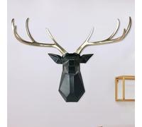 Pevfeciy Wall Mounted Stag Deer Head Sculpture,Large Animal Deer Heads for Wall Art Hanging Statue-59X54cm(W x H)-3D Deer Stag Head Wall Sculptures for Indoor Outdoor Home Wall Decoration,B