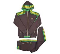 Peviani Time Is Money Jamaican Tracksuit Set for Men | Full Zip Hoodie and Joggers | Jamaican Stripe Design | Casual Streetwear Outfit