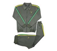Peviani Time Is Money Men’s Slim Fit Jamaica Tracksuit - 2 Piece Zip Up Jacket & Joggers Set - White, Olive, Black (UK, Alpha, L, Regular, Regular, Olive)
