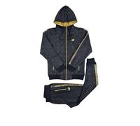 Peviani Time Is Money Men’s Slim Fit Tracksuit Set - 100% Polyester Hoodie and Joggers - Streetwear Gym Outfit - Sizes S to 5XL - Black, Blue, Red, Olive (UK, Alpha, M, Regular, Regular, Black)