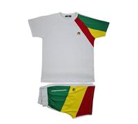 Peviani Time Is Money Men’s Urban Matching T-Shirt & Shorts Set - Block Colour Rasta Lion Print - 2 Piece Summer Outfit - Regular Fit - Black, White (White, Large)