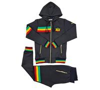 Peviani Time Is Money Men's Rasta Tracksuit Set - Full Zip Hoodie & Joggers - 100% Polyester - Reggae Inspired - 5 Colours - Streetwear & Loungewear (UK, Alpha, XXL, Regular, Regular, Black)