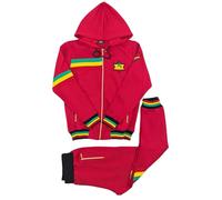 Peviani Time Is Money Men's Rasta Tracksuit Set - Full Zip Hoodie & Joggers - 100% Polyester - Reggae Inspired - 5 Colours - Streetwear & Loungewear (UK, Alpha, 4XL, Regular, Regular, Red)