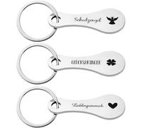 PEVRUAY 3 Shopping Trolley Remover Key Ring Removable Shopping Trolley Token Metal Shopping Trolley Chip for Shopping Trolley Lucky Charm Guardian Angel Christmas Favourite Person Advent Gift with Bag