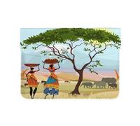 Pevtufa African Women in Mountain Landscape Style Pu Leather Laptop Sleeve for 13 Inch Notebook,Travelling Notebook Bag Case