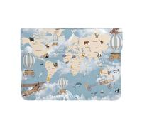Pevtufa Animals Travel World Map Style Pu Leather Laptop Sleeve for 13 Inch Notebook,Travelling Notebook Bag Case