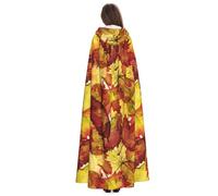 Pevtufa Autumn Mosaic Maple Leaves Print Adult Hooded Cloak With Cape For Men Women Long Velvet Cloak With Hood Halloween Cosplay Costume Cape