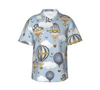 Pevtufa Bee and Honey Pattern Hawaiian Shirt for Men,Summer Beach Casual Short Sleeve Button Down Shirts-, Balloon Vintage, XL