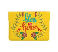 Pevtufa Bless This Home Style Pu Leather Laptop Sleeve for 13 Inch Notebook,Travelling Notebook Bag Case