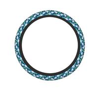 Pevtufa Blue Lotus Flower Print Steering Wheel Cover Universal 15 Inch Car Auto SUV Accessories Interior Anti Slip Protector
